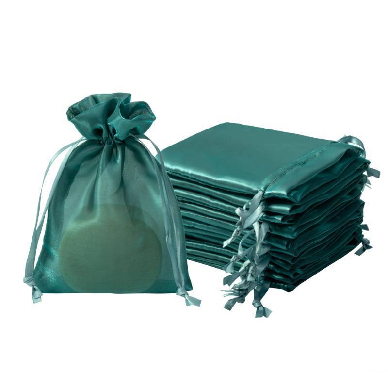 lot 31756 image: QIANF  Dark Green Small Organza Bags 4X6 inch for Wedding Favors with Drawstring, Mini Mesh Gift Bags Jewelry Pouch for Candy Bridal Shower Party Favor Baby Shower Christmas - Retail $14