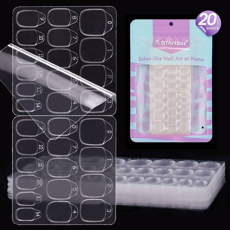 lot 31796 image: BTArtbox Adhesive Tabs for Press On Nails 15 Sizes, Ultra Thin & Waterproof Stickers for Fake Nails, Double Sided Jelly Sticky Tabs for Manicure - Retail $16