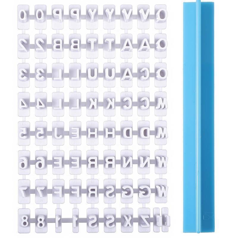 lot 42103 image: Clay Letter Stamps, 72 PCS Clay Stamps Letters Alphabet Stamp For Clay Alphabet Number Symbols Cookie Cutters Set Number Letter Stamp for Fondant Cake Cookie - Retail $6