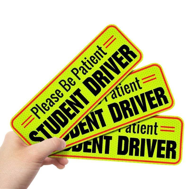 lot 42115 image: Reflective Student Driver Magnet  12 Car Magnet Sticker for New & Beginner Drivers  Weatherproof & Magnetic  Accessories for Student Driver  Driving Signs Stickers