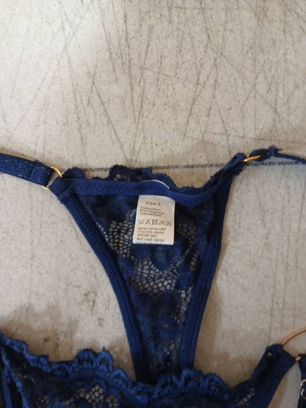 lot 42200 image: Blue Lace Lingerie with Gold Hardware Large- Retail $15