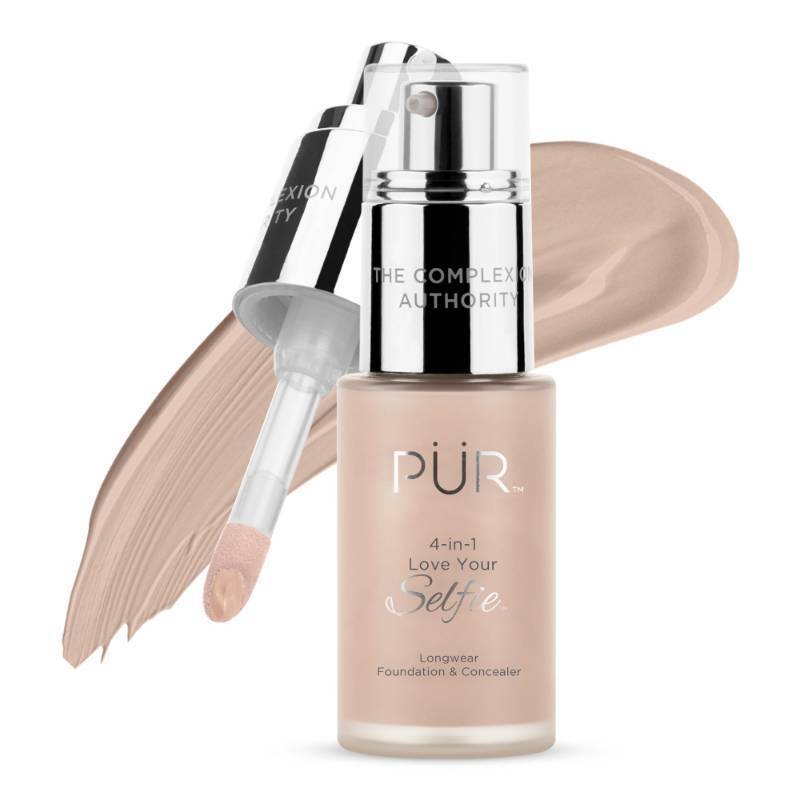lot 42228 image: PR MINERALS 4-in-1 Love Your Selfie Longwear Foundation and Concealer - Unique, Dual-Applicator Component - Covers Blemishes and Imperfection - Reduce Fine Lines and Wrinkles - MP3 - 1 oz Makeup - Retail $40