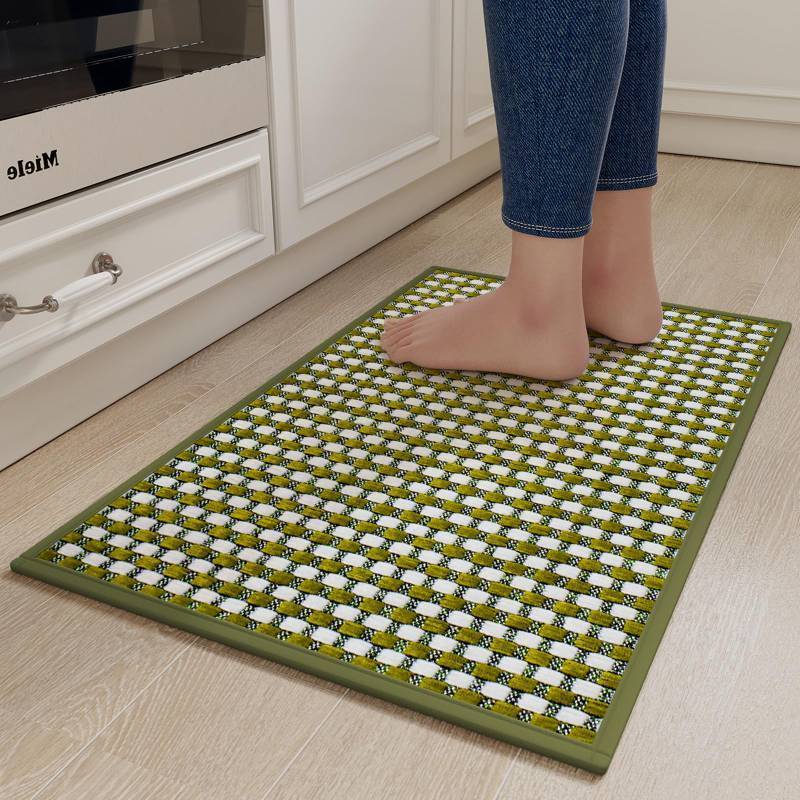 lot 45233 image: YDKGL Kitchen Mats for Floor, Super Absorbent Kitchen Rugs Non Slip Washable, Rubber Backing Soft Chenille Braided Kitchen Runner Rug Standing Mat Sink Mat, Easy to Clean, Green 17x30 - Retail $20