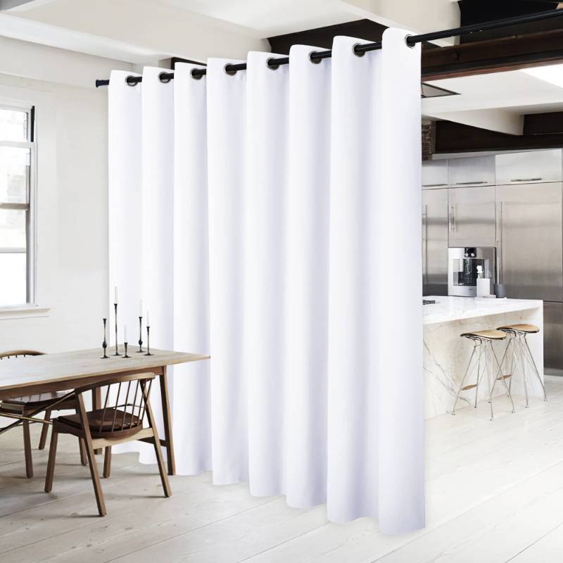 lot 45275 image: NICETOWN Patio Door Curtain Panel - (120 inches Wide, Pure White, 1 Piece) Nursery & Infant Care Drape, Extra Long 84 inches Length Curtain for Dining Room - Retail $40