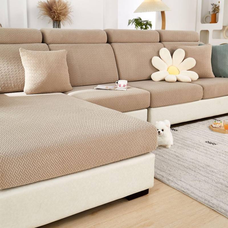 lot 22296 image: Disayu Sofa Covers Couch Covers for Sofa Pet Friendly Couch Cushion Covers Universal Sofa Covers Washable Stretch Slipcovers for Sectional Sofa (Texture Light Coffee,Back Cover L) - Retail $18