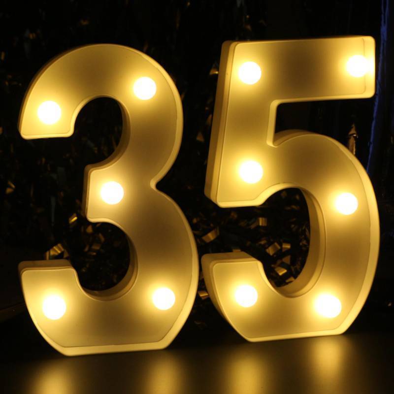 lot 22308 image: H8.26 Inches Light Up Numbers 35 Centerpieces Table Sign, Happy 35th Birthday Decorations for Women, 35th Party Decor for Men, 35 Year Old Birthday Supplies Gifts for Her & Him - Retail $14