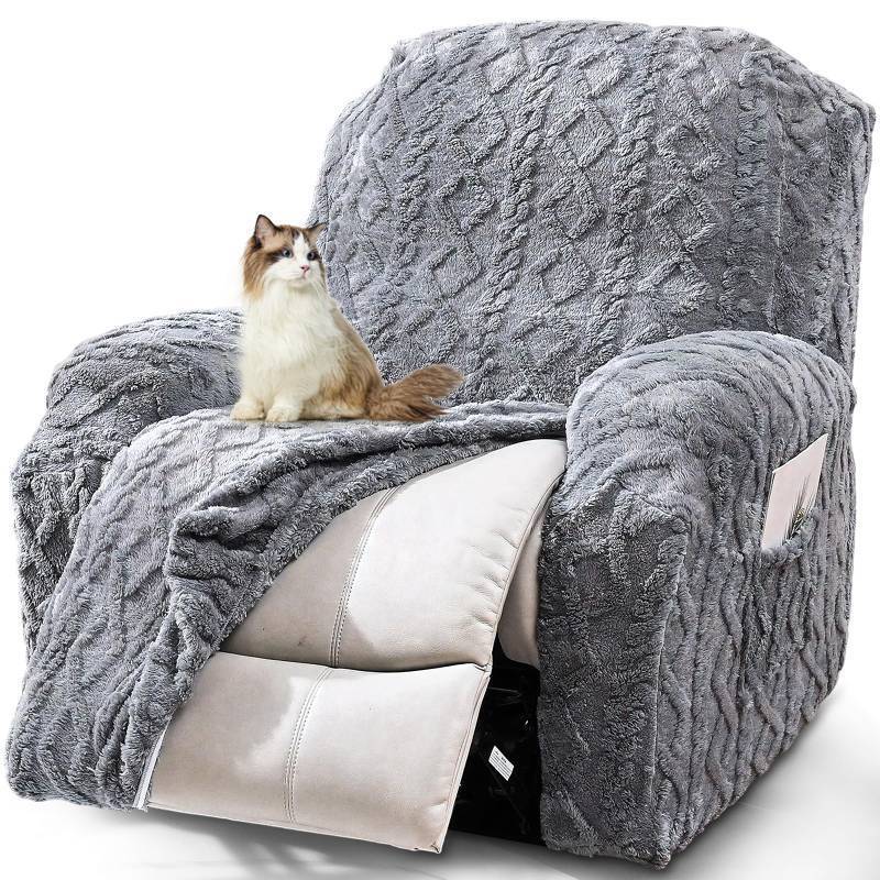 lot 22315 image: JOKIVTOU Recliner Chair Covers 4-Pieces Reclining Chair Slipcovers with Pocket& Elastic Bottom, Soft Feel Fitted Lazy Boy Sofa Couch Cover Washable, Stretch Recliner Furniture Protector - Retail $39