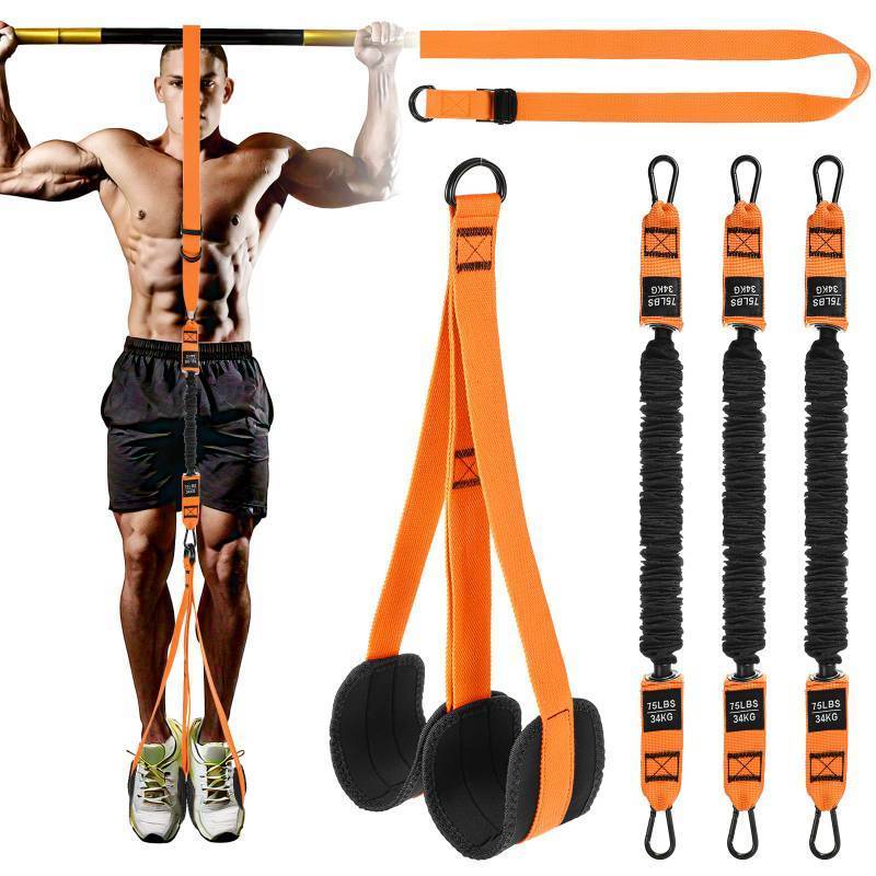 lot 22326 image: Ptwola Pull Up Assistance Bands 75-225LBS Heavy-Duty Adjustable Resistance Band with Dual Feet Support Pedals Strength Training Workout Equipment for Beginners Chin Up Home Fitness Body Stretching - Retail $13