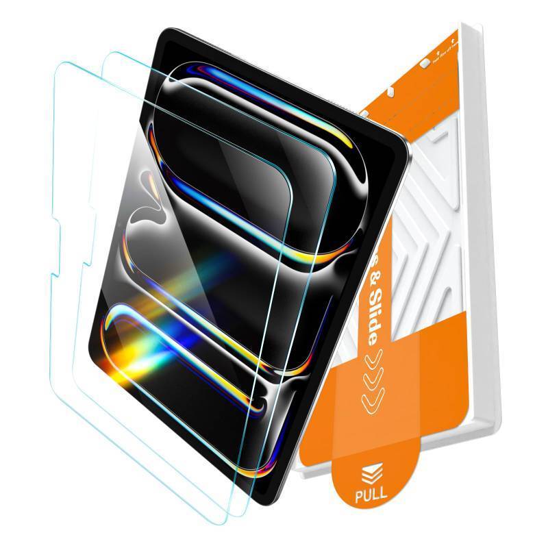 lot 31806 image: EZ-GLAZ-2 Pack for iPad Pro 13 Inch Screen Protector M5M4 (20252024), Military-Grade Shatterproof, 9H Tempered Glass with Installation Box, Anti-Scratch, Apple Pencil Compatible, HD Clarity, Bubble Free - Retail $26