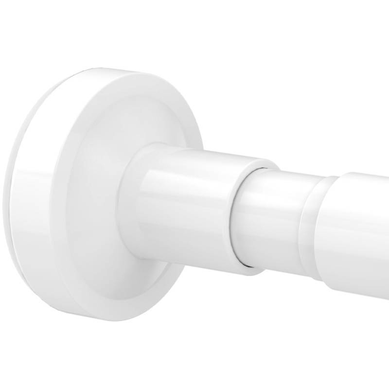 lot 45362 image: Bonpally Shower Curtain Rod, Adjustable 32-61 Inches Spring Tension Rod, Non-Slip No Drilling Stainless Steel Shower Rods for Bathroom Window Room Divider, Never Rust, White - Retail $19