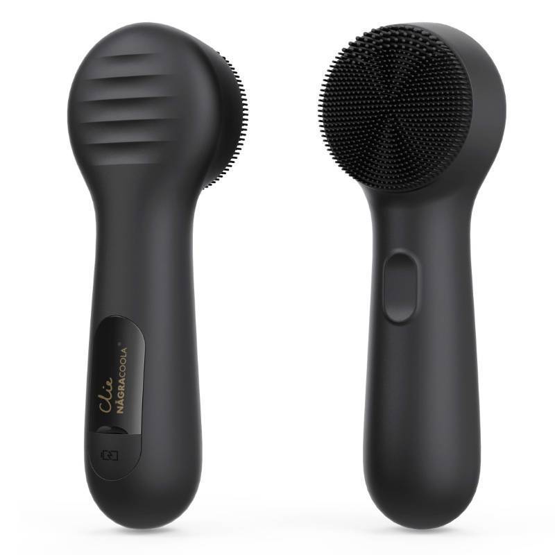 lot 45386 image: Silicone Face Scrubber, N�graCoola CLIE 2.0 Facial Cleansing Brush, Rechargeable, Waterproof Face Scrub Brush for Cleansing, Exfoliating, Massaging, Electric Facial Exfoliator for Women & Men - Black - Retail $30