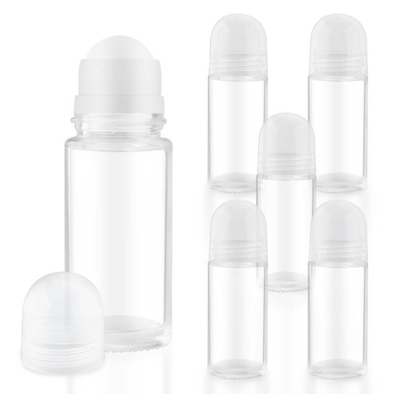 lot 32733 image: ConStore 50ml1.7oz Clear Glass Deodorant Roll On Bottles 6 Pcs Empty Glass Roller Bottles Refillable Perfume Roller Bottles Travel Glass Bottles Deodorant Containers