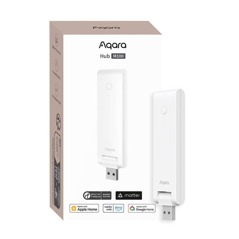 lot 33473 image: Aqara Smart Hub M100 for Home Automation, Matter Controller, Thread Border Router, Features Aqara Zigbee (Not Third-Party), Wi-Fi, Supports Apple HomeKit, Amazon Alexa, IFTTT, Home Assistant - Retail $30