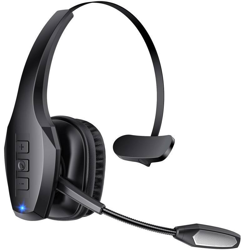 lot 45407 image: Trucker Bluetooth Headset, Wireless Headset with Mic, Bluetooth Headsets with Dual Noise Cancelling Microphone & Mute Button, 55Hrs Working Time PC Headsets for Cell Phones, Computer, Truck Driver - Retail $33