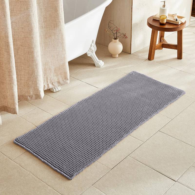 lot 45477 image: TYUU Waffle Runner Rug Bathroom, Long Boho Bathroom Rugs Non Slip Washable Super Absorbent Quick Dry Farmhouse Bath Decor, 60x24 Grey - Retail $70