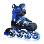 Kuxuan skates Kuxuan Skates Adjustable Inline Skates for Kids and Youth with Full Light Up Wheels Camo Outdoor Roller Blades Skates for Girls and Boys Beginner, Blue, Medium(Kids 13-3 US) - Retail: $40