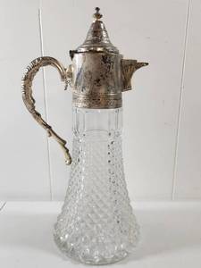 lot 95 image: Silver Plated Crystal Glass Decanter