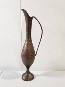 lot 96 image: Decorative Brass Ewer with Floral Motifs