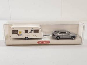 lot 136 image: Wiking 187 Mercedes CLK with Travel Trailer Set