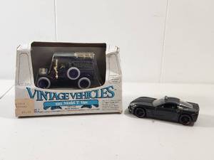 lot 150 image: Die-Cast Model Vehicle Collection - 1913 Model T Van and 2011 Corvette