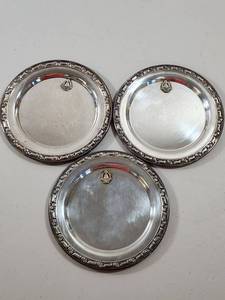 lot 206 image: Set of 3 Silver Plated Perfect Attendance Award Plates Southwestern Bell