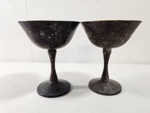 lot 210 image: Silver Plated Goblets Set of 2 with Artist Signature