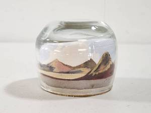 lot 216 image: Handmade Colored Sand Art Glass Dome Paperweight