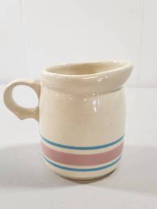 lot 221 image: McCoy Creamer with Blue and Pink Stripes