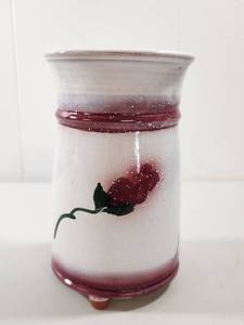 lot 222 image: Salado Pottery Vase with Red Rose Design