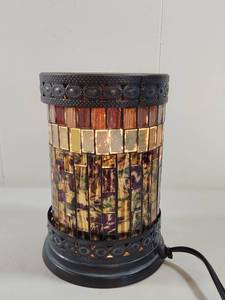 lot 224 image: Mosaic Electric Wax Warmer with Decorative Metal Base