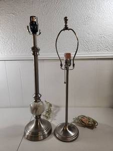 lot 298 image: Brass Table Lamp Set with Chrome Hardware