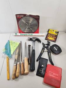 lot 303 image: Mixed Tool Lot with Craftsman Saw Blade and Hand Tools