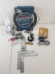 lot 306 image: Mixed Hardware Lot with Steel Wire and Marine Rigging Accessories