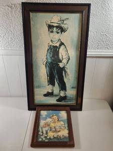 lot 338 image: Mid-Century Childrens Art Prints in Wood Frames
