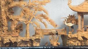 lot 27 image: Chinese Cork Sculpture Diorama in Display Case