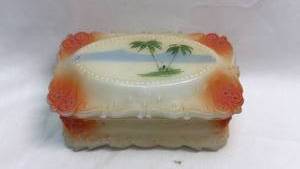 lot 35 image: Vintage milk glass Chinese Jewelry Box