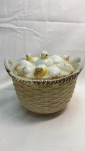 lot 49 image: Milk Glass Covered Dish with Basketweave Pattern