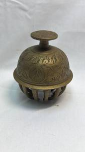 lot 64 image: Brass Temple Bell with Floral Engraving