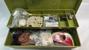lot 76 image: Mixed Jewelry Collection in Green Storage Box