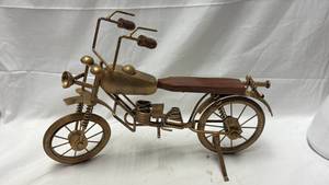 lot 108 image: Brass and Wood Motorcycle Model with Kickstand