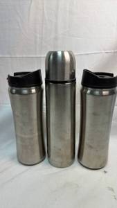 lot 111 image: Stainless Steel Thermal Flask and Travel Mug Set