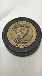 lot 159 image: 2020 BFL Canada Hall of Fame Hockey Puck Class of 2020 Wichita KS Commemorative