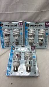 lot 221 image: GE Energy Smart CFL Light Bulbs (3 2-Packs)