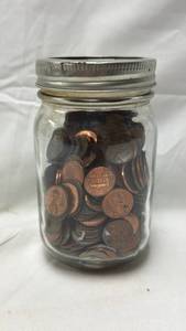 lot 224 image: US Penny Collection in Mason Jar