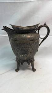 lot 232 image: Ornate Silver Plated Water Pitcher with Decorative Stand