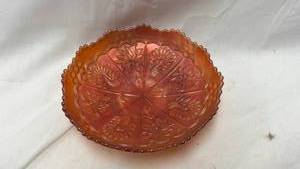 lot 241 image: Carnival Glass Peacock and Dahlia Pattern Bowl