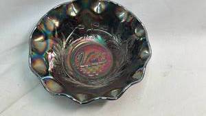 lot 276 image: Iridescent Carnival Glass Swan Bowl