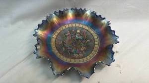 lot 281 image: Carnival Glass Decorative Bowl with Floral Pattern