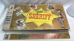 lot 297 image: 1958 Milton Bradley Play Sheriff Western Board Game