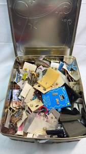lot 299 image: Mixed Costume Jewelry Lot in Decorative Tin
